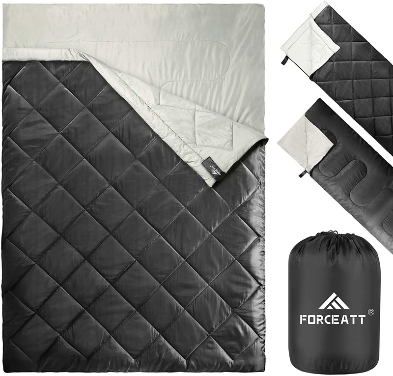Forceatt Sleeping Bags for 1-2 Person, 50-77℉ Double Sleeping Bags for Adults and Kids, Water-Resistant Lightweight Backpacking Sleeping Bag Great for Camping, Indoor and Outdoor in Warm&Cool Weather. Sporting Goods > Outdoor Recreation > Camping & Hiking > Sleeping BagsSporting Goods > Outdoor Recreation > Camping & Hiking > Sleeping Bags Forceatt 2P-Black  