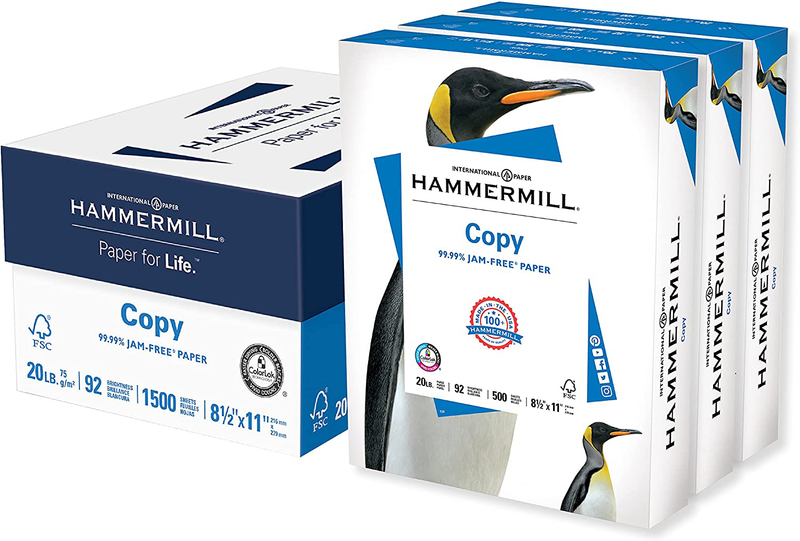 Hammermill Printer Paper, 20 Lb Copy Paper, 8.5 x 11 - 3 Ream (1,500 Sheets) - 92 Bright, Made in the USA Electronics > Print, Copy, Scan & Fax > Printer, Copier & Fax Machine Accessories Hammermill Letter (8.5x11) 3 Ream | 1500 Sheets 