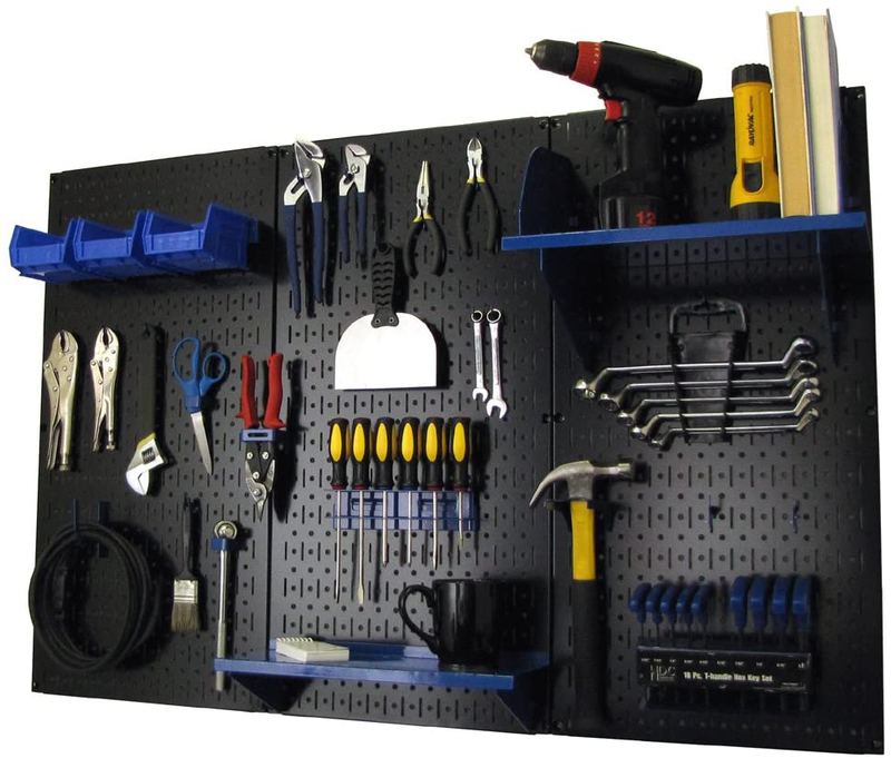 Pegboard Organizer Wall Control 4 ft. Metal Pegboard Standard Tool Storage Kit with Galvanized Toolboard and Black Accessories Hardware > Hardware Accessories > Tool Storage & Organization Wall Control Black Pegboard Blue Accessories Storage 
