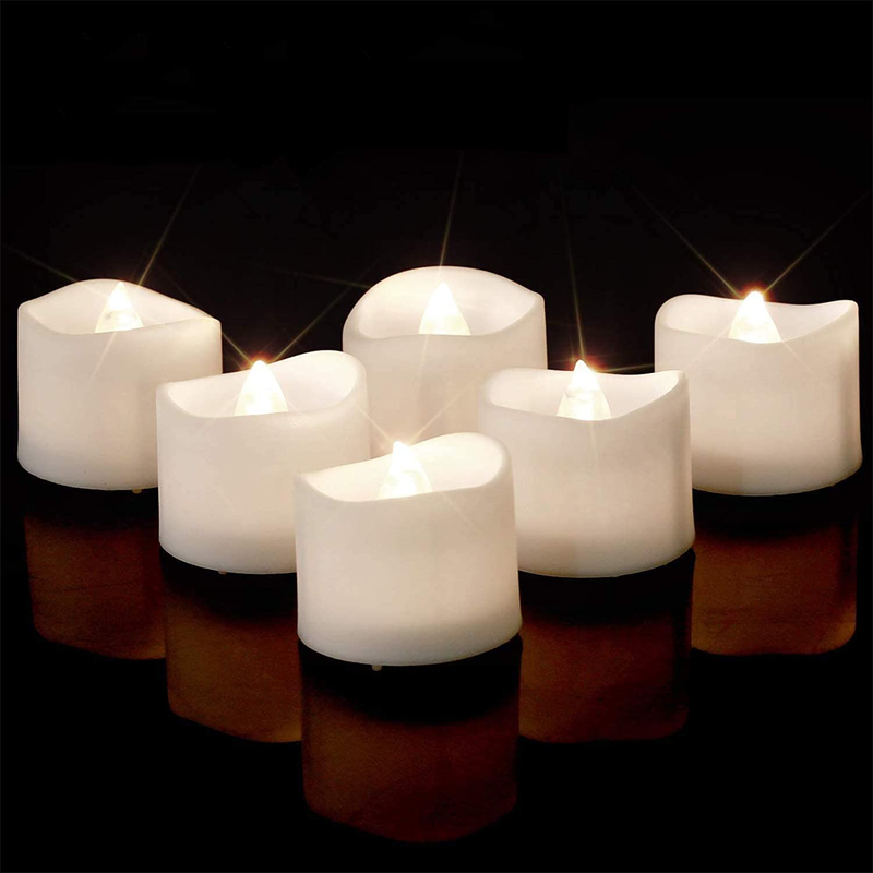 Homemory LED Candles, Lasts 2X Longer, Realistic Tea Lights Candles, LED Tea Lights, Flickering Bright Tealights, Battery Operated/Powered, Flameless Candles, White Base, Batteries Included, Set of 12