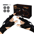 LED Flashlight Gloves, SERANO Hand Free Fingerless Lights Gloves for Repairing Fishing Camping Hiking in Dark Place, 1 Pair Tool Gadgets Gifts for Men Father'S Day Women Dad Boyfriend (Black) Sporting Goods > Outdoor Recreation > Camping & Hiking > Camping Tools SERANO Camo  