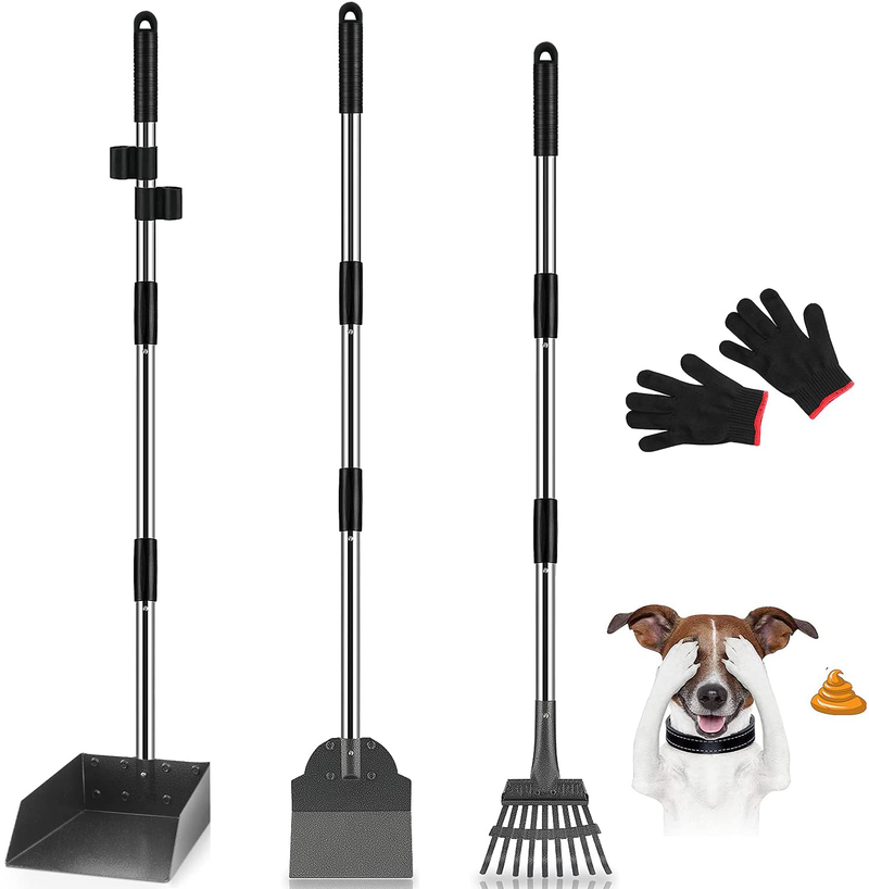 MOICO Pooper Scooper for Large and Small Dogs, Easy to Use Dog Poop Scooper with Metal Tray, Rake and Spade, Durable and Sturdy, Great for Grass, Gravel, Dirt