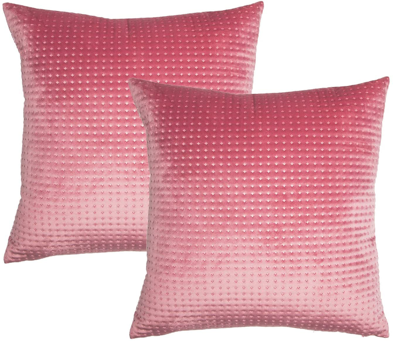 DOLLMEXX Decorative Throw Pillow Covers, Soft Velvet Cushion Covers with Ultrasonic Embossing Pattern for Couch Bedroom Car Living Room(2 Pack, 18"X18", Black) Home & Garden > Decor > Chair & Sofa Cushions DOLLMEXX Pink  