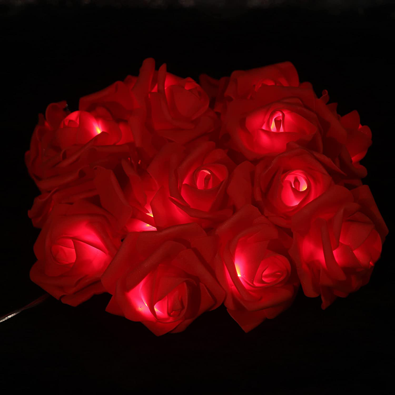Pawliss Valentine'S Day Decoration, 10FT Rose String Lights with 20 Leds, 8 Modes Flower Fairy String Lights with Remote Control for Valentine'S, Wedding, Mother'S Day Indoor Decoration, Red Home & Garden > Decor > Seasonal & Holiday Decorations Pawliss   