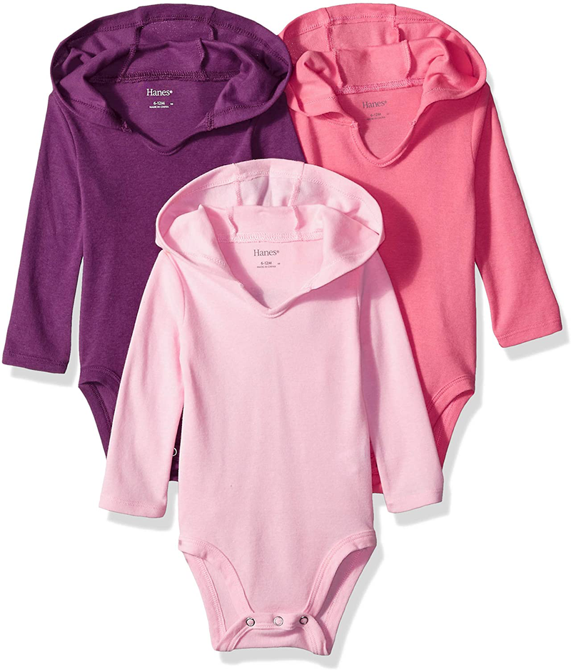 Hanes Baby-Girls Ultimate Baby Flexy 3 Pack Hoodie Bodysuits Home & Garden > Decor > Seasonal & Holiday Decorations Hanes Purple/Pink 18-24 Months 
