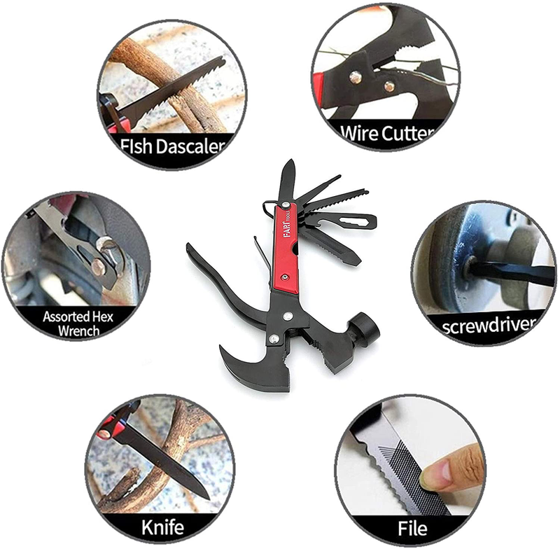 Multitool 15 in 1 Camping Gear, FARI Stainless Steel Handy Survival Multi Tool Gifts for Men and Dad with Claw Hammer Knife Saw Plier Screwdrivers Bottle Opener Durable Sheath Sporting Goods > Outdoor Recreation > Camping & Hiking > Camping Tools ABHT LLC   