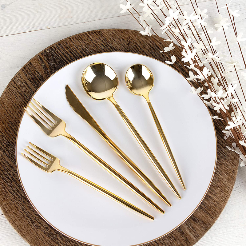 Novelty Modern Flatware, Cutlery, Disposable Plastic Dinner forks Luxury Gold 64 Count Home & Garden > Kitchen & Dining > Tableware > Flatware > Flatware Sets PLASTICPRO   