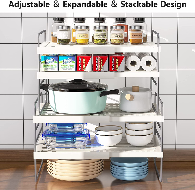 Expandable Foil Organizer, 1Easylife 3-Tier Stackable Cabinet Shelf Organizers Adjustable Kitchen Wrap Box Organiser Rack Storage for Countertop Pantry(9.84 to 15.74"L) Home & Garden > Kitchen & Dining > Food Storage 1Easylife   