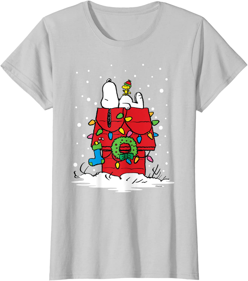 Peanuts Holiday Snoopy and Woodstock Stocking Light Up T-Shirt