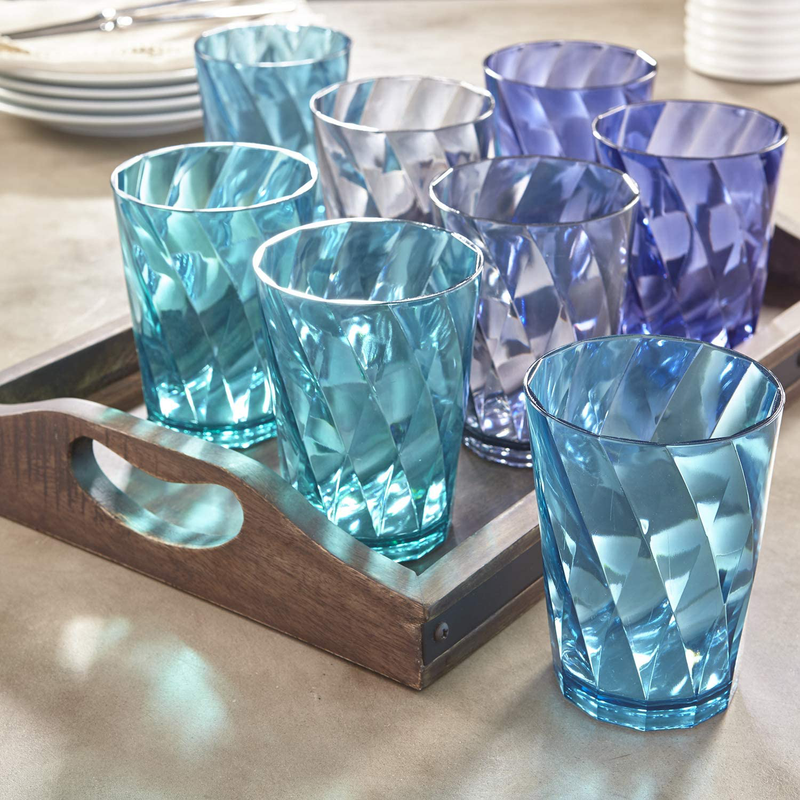 Optix 14-ounce Plastic Tumblers | set of 8 in 4 Coastal Colors Home & Garden > Kitchen & Dining > Tableware > Drinkware US Acrylic   