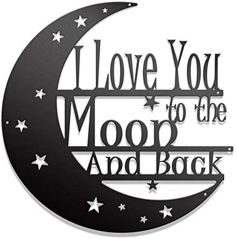 I Love You to the Moon and Back Metal Wall Art - Steel Roots Decor -Wall Decor Laser Cut 18 Inch Living Room, Bedroom, or Nursery Room Decor, Indoor and Outdoor , Wall Art For Living Room Veteran Made Home & Garden > Decor > Artwork > Sculptures & Statues Steel Roots Decor Black  