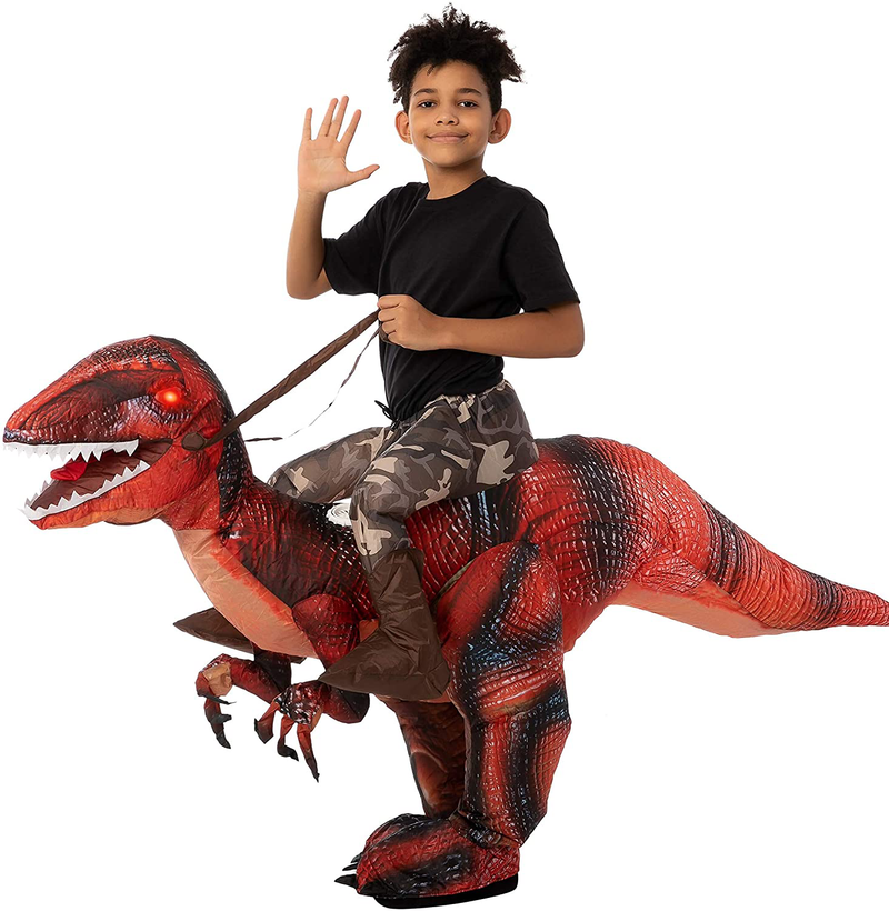Spooktacular Creations Inflatable Halloween Costume Ride A Raptor Inflatable Costume with LED Light Eyes - Child Unisex Apparel & Accessories > Costumes & Accessories > Costumes Spooktacular Creations Red Child (4-6) 