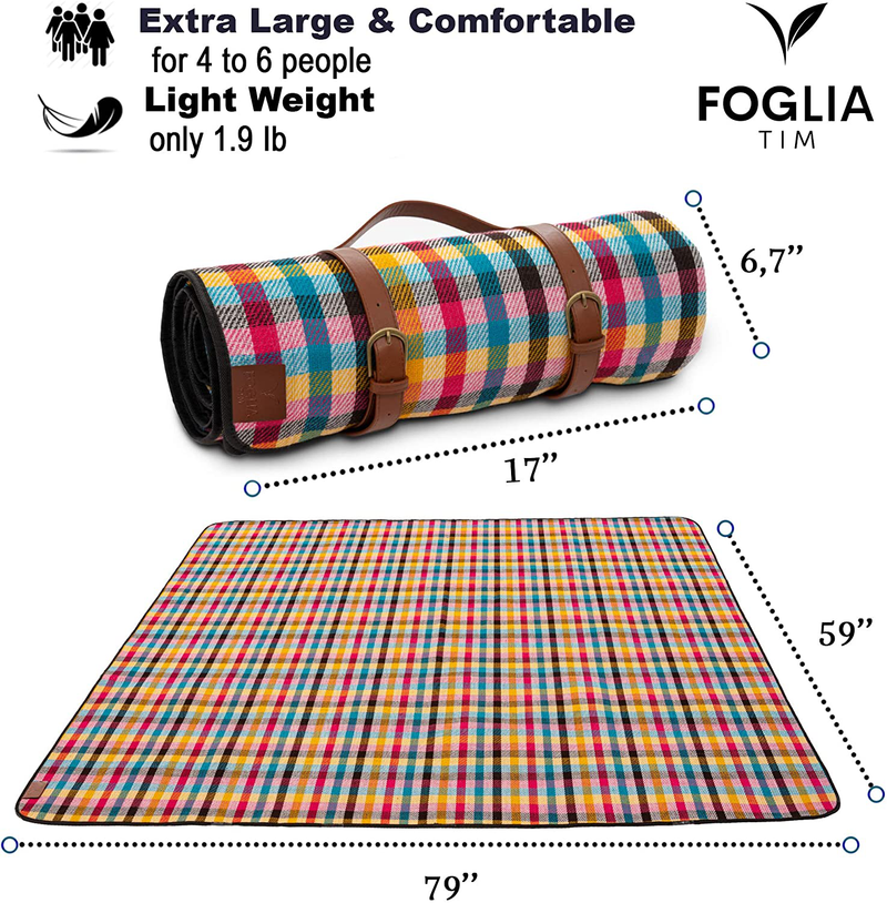 Picnic Blanket Waterproof Foldable Extra Large - Multi Color Sandproof Outdoor Compact Travel Blanket - Lightweight Park Blanket by Foglia TIM Home & Garden > Lawn & Garden > Outdoor Living > Outdoor Blankets > Picnic Blankets Foglia TIM   