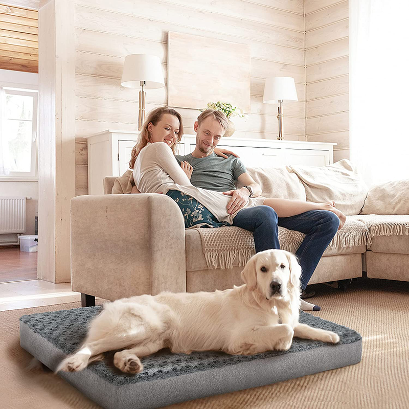 Petorrey Plush Memory Foam Orthopedic Dog Bed for Medium, Large Dogs with Cooling Gel, Washable Dog Crate Mat, Removable Cover & Waterproof Lining Animals & Pet Supplies > Pet Supplies > Dog Supplies > Dog Beds PETORREY   
