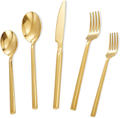 Gold Silverware Set, 20-Piece Stainless Steel Flatware Cutlery Set Service for 4, Tableware Utensils Set Includes Knife/Spoon/Fork for Kitchen Home Restaurant Gift, Mirror Polished, Dishwasher Safe