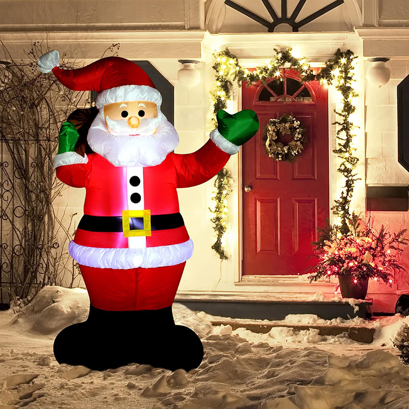 Joiedomi 6 Foot Inflatable Santa Claus; LED Light Up Giant Christmas Xmas Inflatable Santa Claus Carry Gift Bag for Blow Up Yard Decoration, Indoor Outdoor Garden Christmas Decoration by Home & Garden > Decor > Seasonal & Holiday Decorations& Garden > Decor > Seasonal & Holiday Decorations Joiedomi   