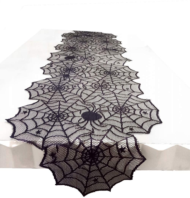 Tonfant Black Lace Tablecloth Round Overlay with Spider Web and Mat for Halloween Party,Easter,Fireplace and Mantle Cover Decoration (Round 70", Black) Home & Garden > Decor > Seasonal & Holiday Decorations& Garden > Decor > Seasonal & Holiday Decorations Tonfant Black 74 x18" 