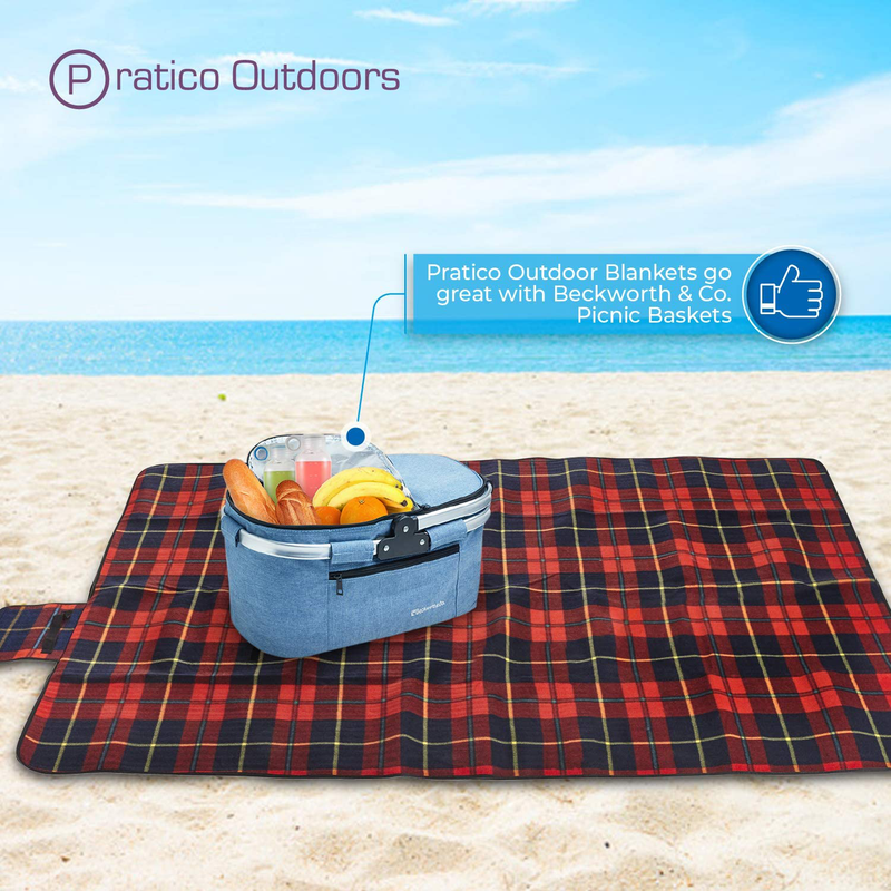 Pratico Outdoors Large Picnic and Outdoor Blanket, 60 x 80 inch, Red Home & Garden > Lawn & Garden > Outdoor Living > Outdoor Blankets > Picnic Blankets Pratico Outdoors   