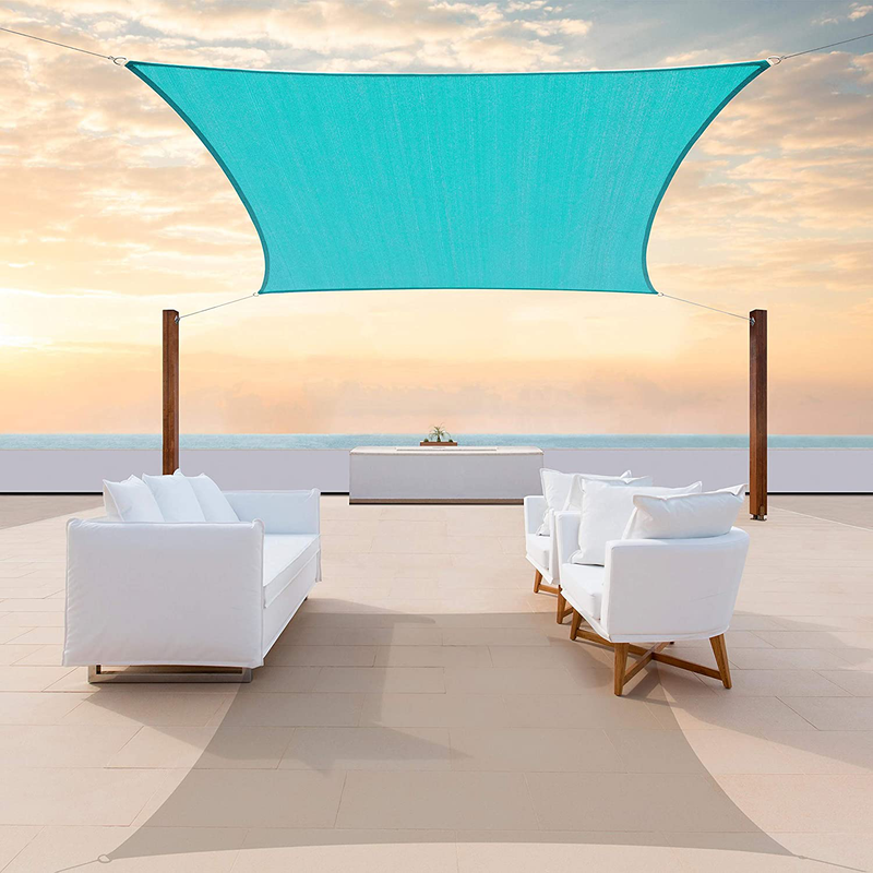 ColourTree 8' x 16' Beige Rectangle Sun Shade Sail Canopy Awning Fabric Cloth Screen - UV Block UV Resistant Heavy Duty Commercial Grade - Outdoor Patio Carport - (We Make Custom Size)