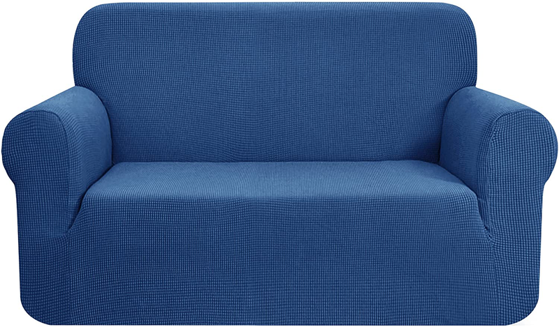 CHUN YI Stretch Sofa Slipcover 1-Piece Couch Cover, 3 Seater Coat Soft With Elastic, Checks Spandex Jacquard Fabric, Large, Black Home & Garden > Decor > Chair & Sofa Cushions CHUN YI French Blue XL-Chair 