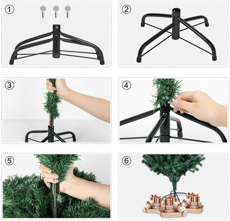 SHATCHI Alaskan Pine Black/Green/White Christmas Bushy Looking Artificial Tree with Metal Stand Xmas Home Décor, 7Ft/210CM Home & Garden > Decor > Seasonal & Holiday Decorations > Christmas Tree Stands Shatchi   