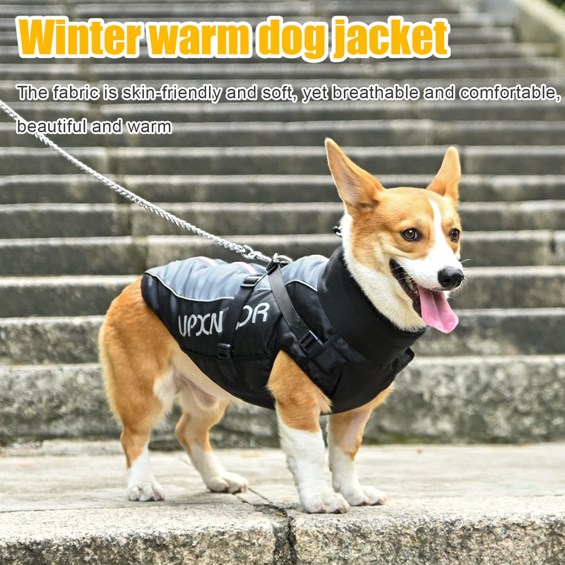 Dog Winter Coats Jackets with Harness Reflective Dog Coat for Cold Weather, Waterproof Dog Snow Coat Zip up Dog Jacket Warm Sports Clothes Apparel for Small Medium Large and Extra Large Dogs Animals & Pet Supplies > Pet Supplies > Dog Supplies > Dog Apparel UPXNBOR   