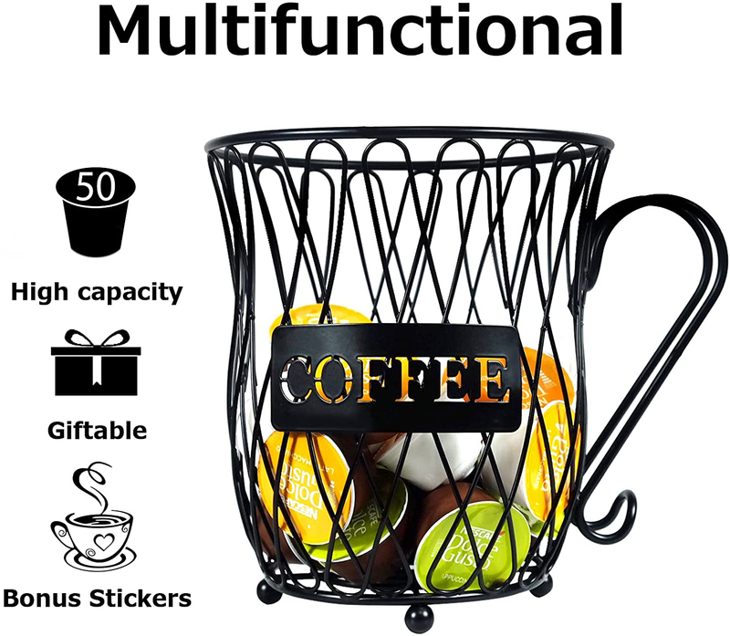 K Cup Holder with Stickers, Large Capacity Coffee Capsule Organizer, 50 k cup storage organizer, Kcups Pod Organizer for Coffee Bar Accessories&Decor, Coffee Pod Storage Holder for Counter Home & Garden > Decor > Seasonal & Holiday Decorations Stegodon   