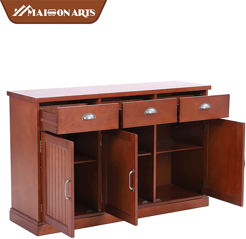 MAISON ARTS Buffet Cabinet Storage Kitchen Cabinet Sideboard Farmhouse Buffet Server Bar Cabinet with 3 Drawers & 3 Doors Console Table for Dining Living Room Decorative Floor Chests Cupboard, Brown