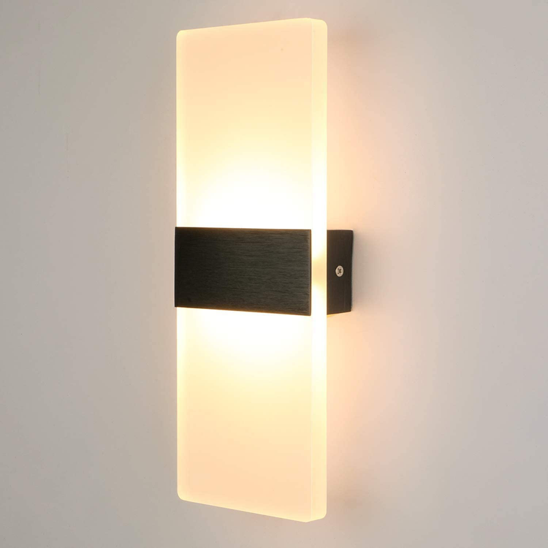 Lightess Dimmable Wall Sconce Plug in Modern LED Wall Sconces Set of 2 Warm White 12W Acrylic Wall Sconce Lighting with 6FT Plug in Cord On/Off Switch for Bedroom Living Room Corridor