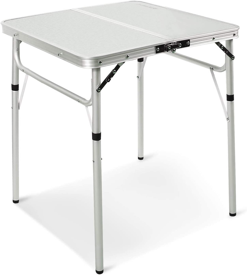 REDCAMP Aluminum Folding Table 4 Foot, Adjustable Height Lightweight Portable Camping Table for Picnic Beach Outdoor Indoor, White 48 X 24 Inches Sporting Goods > Outdoor Recreation > Camping & Hiking > Camp Furniture REDCAMP 2-Feet Square (2 heights 10"/27")  