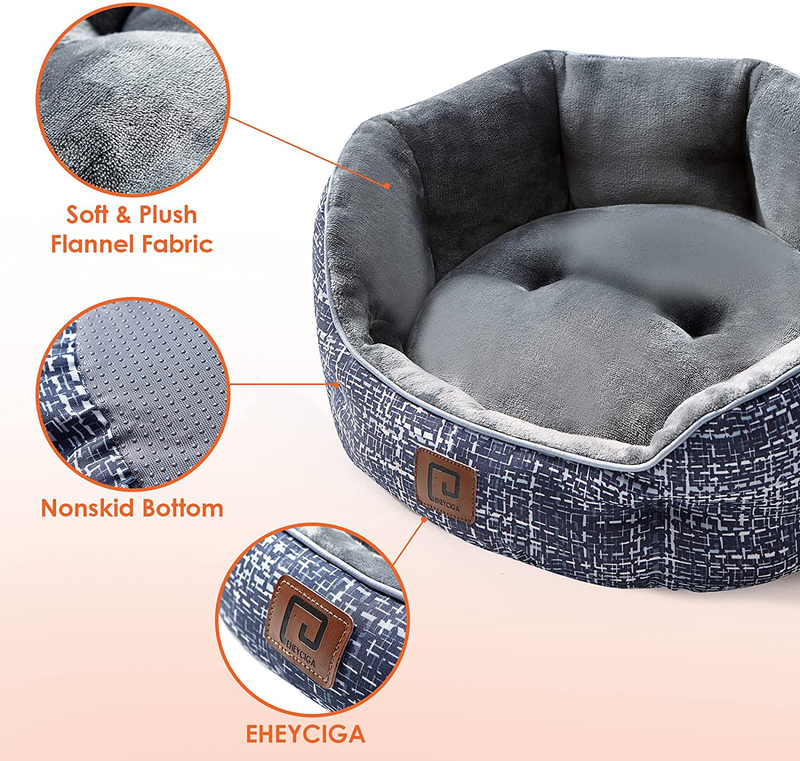 EHEYCIGA Dog Beds for Indoor Small Dogs or Cats 20 Inches round Flannel Fbric with Anti-Slip Oxford Bottom, Machine Washable Dog Bed for All Seasons Animals & Pet Supplies > Pet Supplies > Dog Supplies > Dog Beds EHEYCIGA   