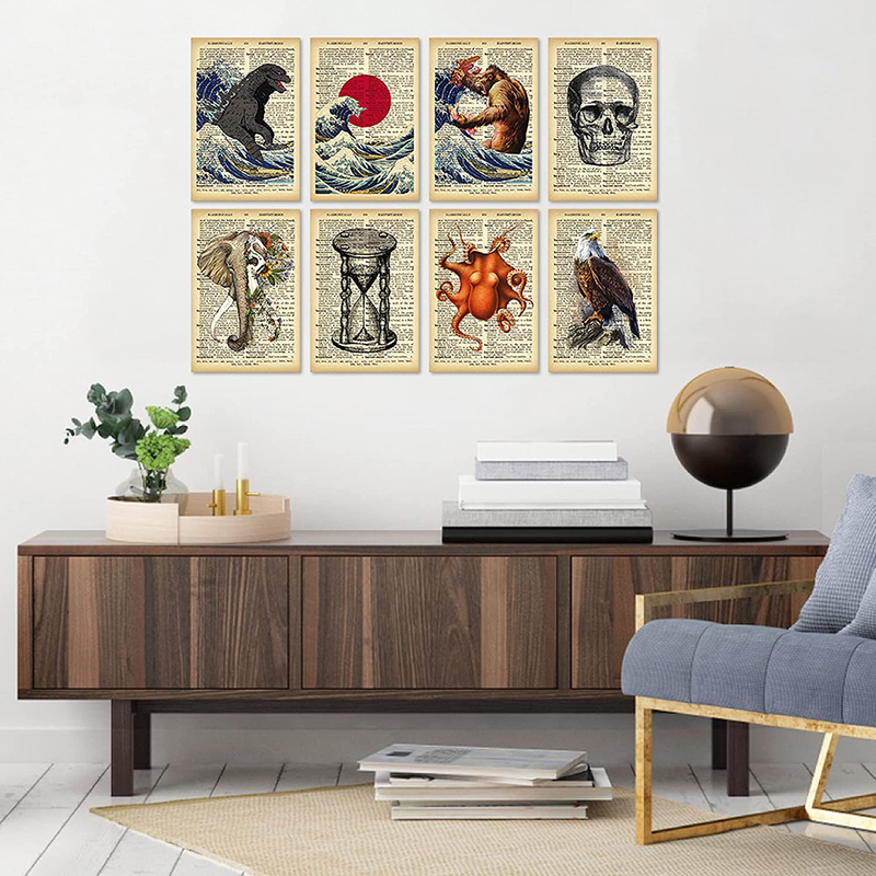 HK Studio Vintage Poster with Dictionary Art Print | Self-Adhesive, Vinyl Sticker, Retro Dictionary Poster | Vintage Wall Art | Indie Room Decor Aesthetic for Wall Collage Kit, 7.8"X11.8", Pack 12 Home & Garden > Decor > Artwork > Posters, Prints, & Visual Artwork HK Studio   