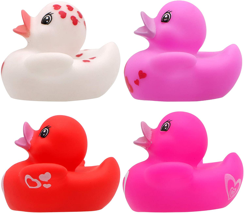 JOYIN 28 Pack Valentine’S Day Gift Cards with Gift Mini Rubber Duck Bath Toys for Classroom Exchange Prizes, Valentine Party Favors Toys