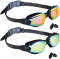 EverSport Swim Goggles Pack of 2 Swimming Goggles Anti Fog for Adult Men Women Youth Kids Sporting Goods > Outdoor Recreation > Boating & Water Sports > Swimming > Swim Goggles & Masks EverSport Light Orange & Aqua  