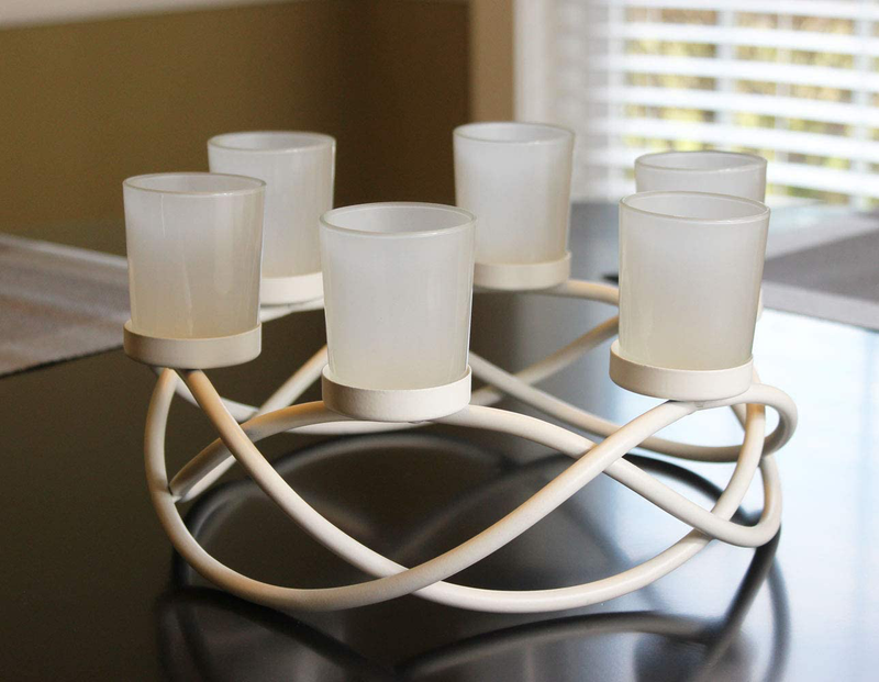 Seraphic Iron Circular Table Centerpiece Candle Holder, Black, Clear Votive 6 Cups Home & Garden > Decor > Home Fragrance Accessories > Candle Holders Seraphic White 6-Cup 
