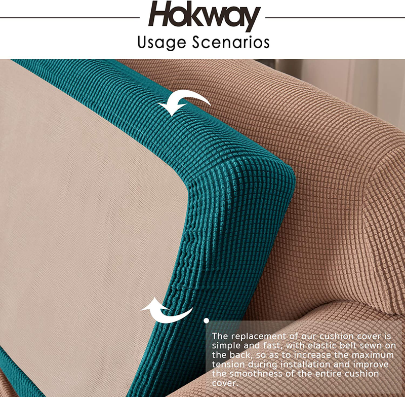 Hokway Stretch Couch Cushion Slipcovers Reversible Cushion Protector Slipcovers Sofa Cushion Protector Covers(Teal, Small) Home & Garden > Decor > Chair & Sofa Cushions Hokway   