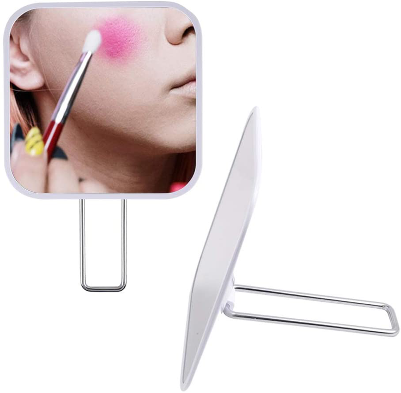 LOTIKO Hand Held Mirror with Handheld Metal Stand, Tabletop Makeup Mirror, Portable Travel for Multi-Hanging Wall Mirror on Bathroom Shower Shaving（Pink） Sporting Goods > Outdoor Recreation > Camping & Hiking > Portable Toilets & Showers LOTIKO White  