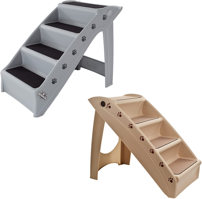 PETMAKER Folding Plastic Pet Stairs Collection - Durable Indoor/Outdoor 4 Step Design with Built-In Safety Features, Home or Travel, for Dogs and Cats Animals & Pet Supplies > Pet Supplies > Cat Supplies > Cat Beds Trademark Global   