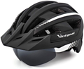 VICTGOAL Bike Helmet for Men Women with Led Light Detachable Magnetic Goggles Removable Sun Visor Mountain & Road Bicycle Helmets Adjustable Size Adult Cycling Helmets Sporting Goods > Outdoor Recreation > Cycling > Cycling Apparel & Accessories > Bicycle Helmets VICTGOAL Black White  