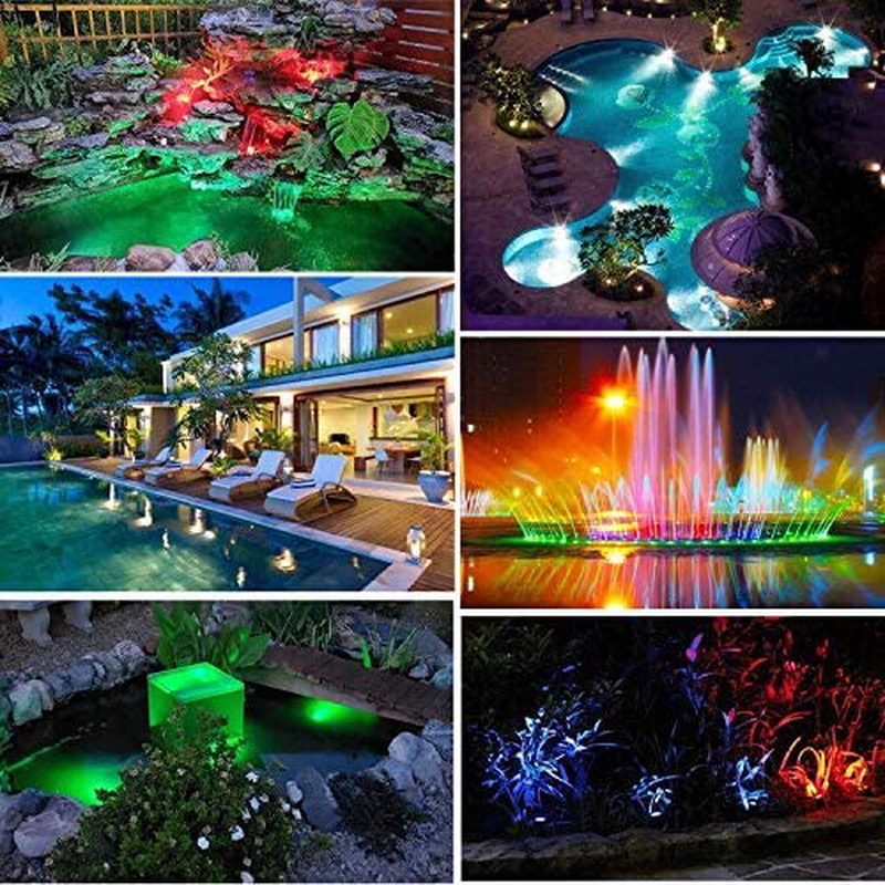 RGB Pond Lights, Underwater Color Changing LED Spotlight Submersible Color Adjustable Dimmable Waterproof Outdoor Spot Lights for Garden Aquarium Tank Lawn Fountain Waterfall (4 in Set) Home & Garden > Pool & Spa > Pool & Spa Accessories Shenzhen Guanmu Technology Co., Ltd   