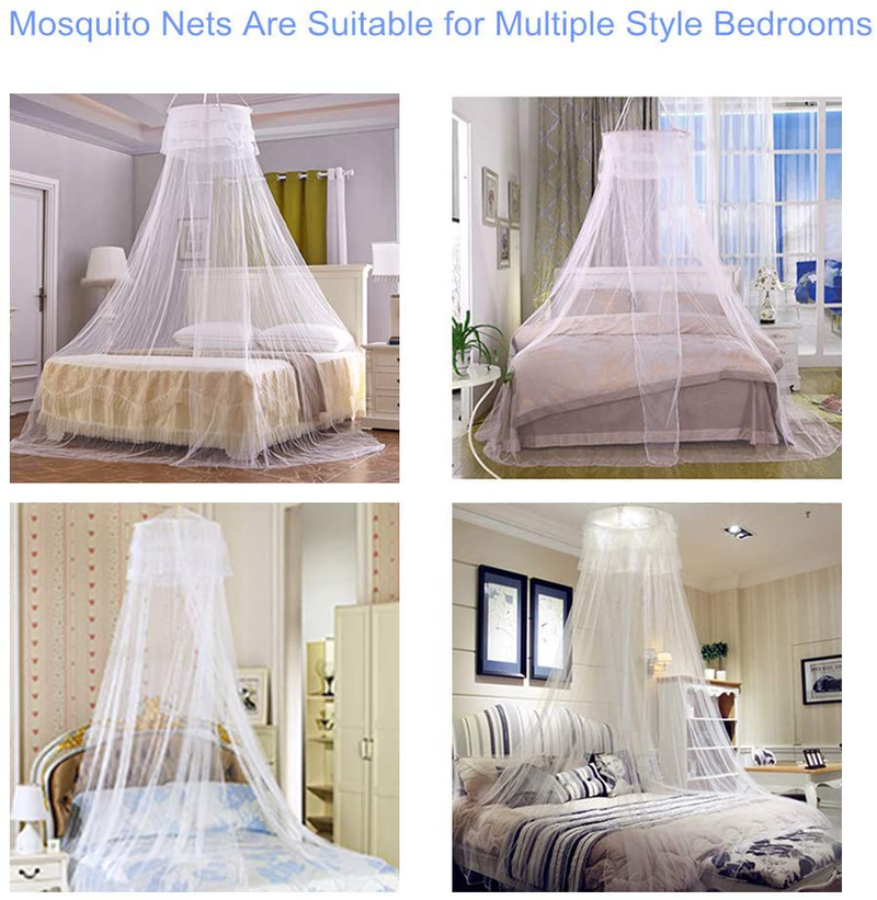 HZAZF Elegant Mosquito Net, Breathable Pop up round Lace Dome Bed Canopy, Hanging Mosquito Mesh Net Easy Installation, Ideal for Indoors or Outdoors, No Chemicals (White) Sporting Goods > Outdoor Recreation > Camping & Hiking > Mosquito Nets & Insect Screens HZAZF   