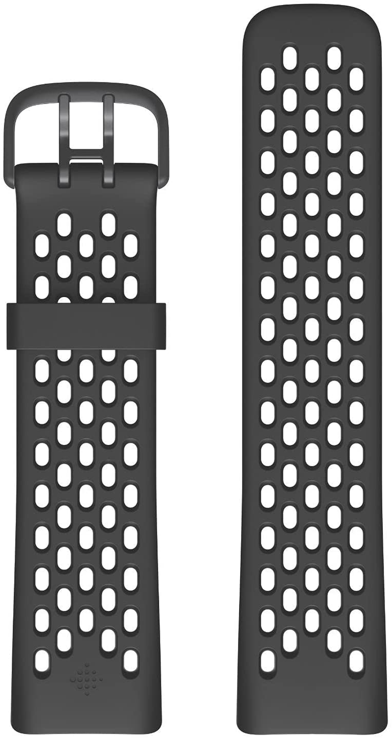 Fitbit Charge 5 Sport Accessory Band, Official Fitbit Product, Black, Small