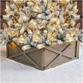glitzhome Natural Wooden Tree Collar Christmas Tree Skirt Tree Box Tree Stand Cover, 22" L
