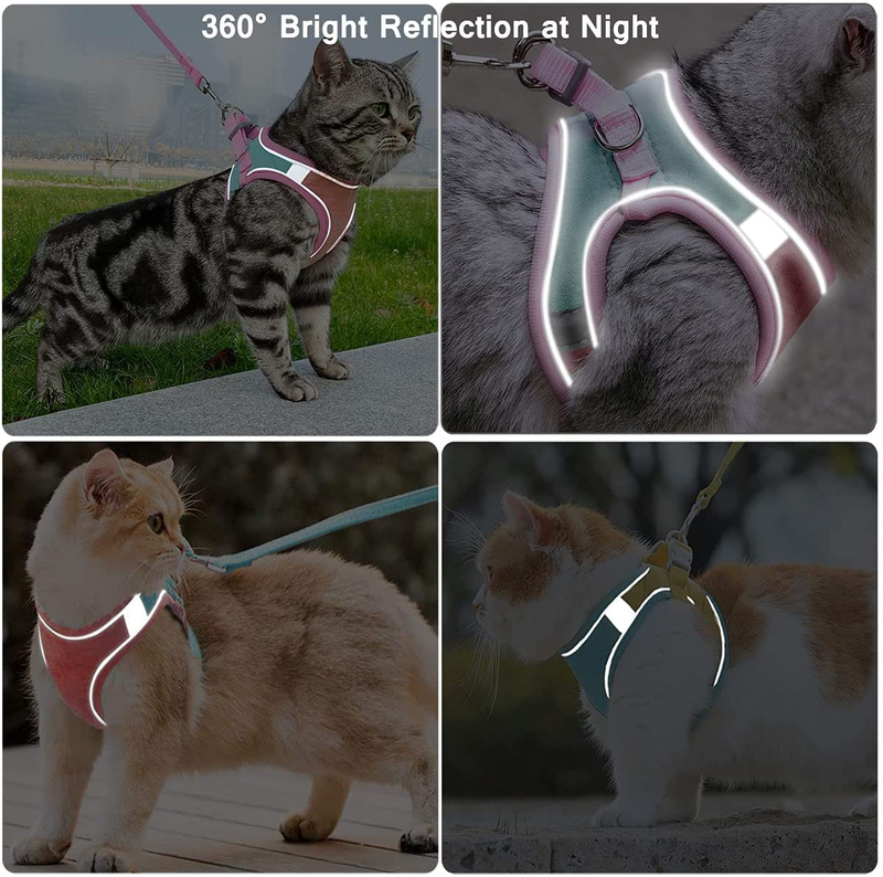 JSXD Cat Harness,Leash and Collar Set,Escape Proof Kitten Vest Harness for Walking,Easy Control Night Safe Pet Harness with Reflective Strap and Bell for Small Large Kitten,Fit for Puppy,Rabbit Animals & Pet Supplies > Pet Supplies > Cat Supplies > Cat Apparel JSXD   