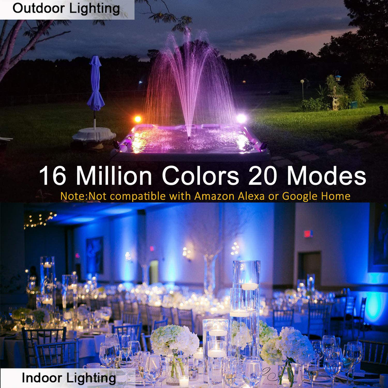 LED Flood Lights RGB Color Changing 100W Equivalent Outdoor, 15W Bluetooth Smart RGB Floodlight APP Control, IP66 Waterproof, Timing, 2700K&16 Million Colors 20 Modes for Garden Stage Lighting 4 Pack Home & Garden > Lighting > Flood & Spot Lights ‎ChangM   