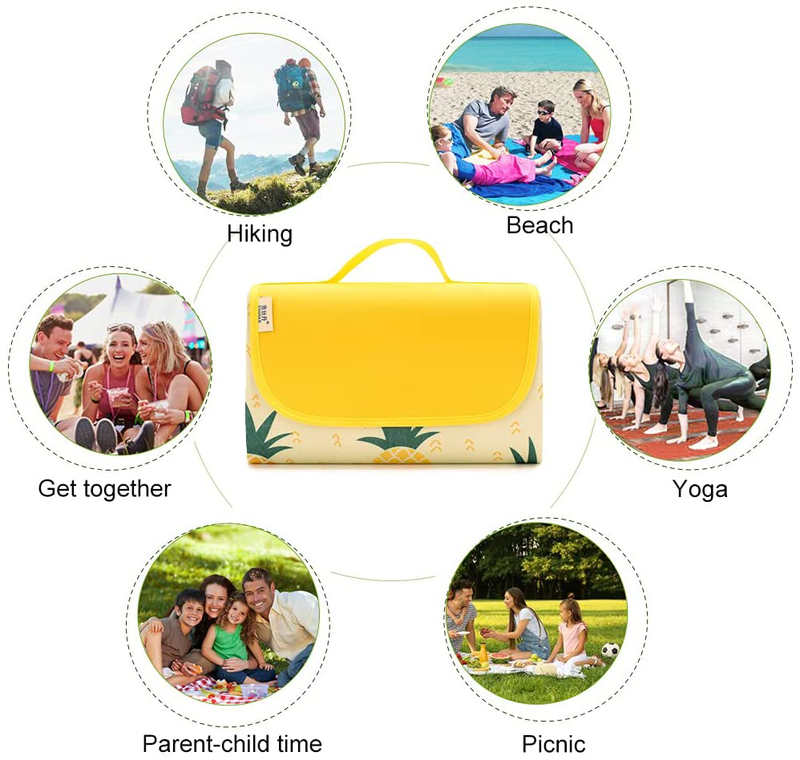 LEASEN Picnic Blankets, 79''×77'' Extra Large Foldable Picnic Blanket Waterproof Sandproof Picnic Mat, Portable Out Blanket for Camping,Travel, Hiking, Family Day Out Home & Garden > Lawn & Garden > Outdoor Living > Outdoor Blankets > Picnic Blankets LEASEN   