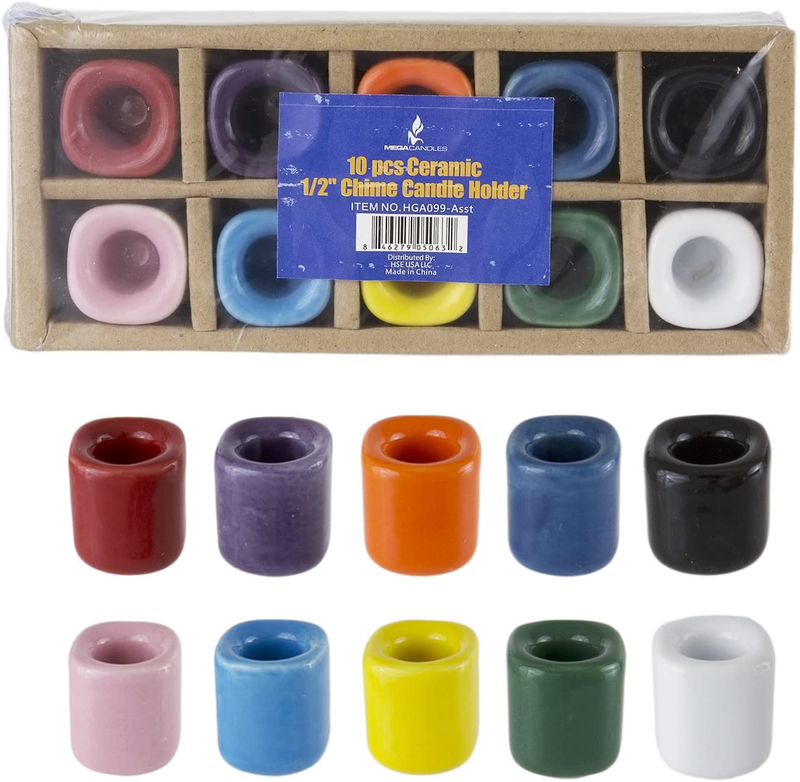 Mega Candles 10 pcs Assorted Colors Ceramic Chime Ritual Spell Candle Holders, Great for Casting Chimes, Rituals, Spells, Vigil, Witchcraft, Wiccan Supplies & More Home & Garden > Decor > Home Fragrance Accessories > Candle Holders Mega Candles Assorted  