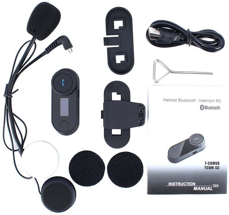 Motorcycle Bluetooth Headset, FreedConn TCOM-SC Motorcycle Bluetooth Communication Systems Helmet Intercom with Hard Mic Cord (LCD Screen/FM Radio/Handsfree/800M/ 2-3Riders)  FreedConn   