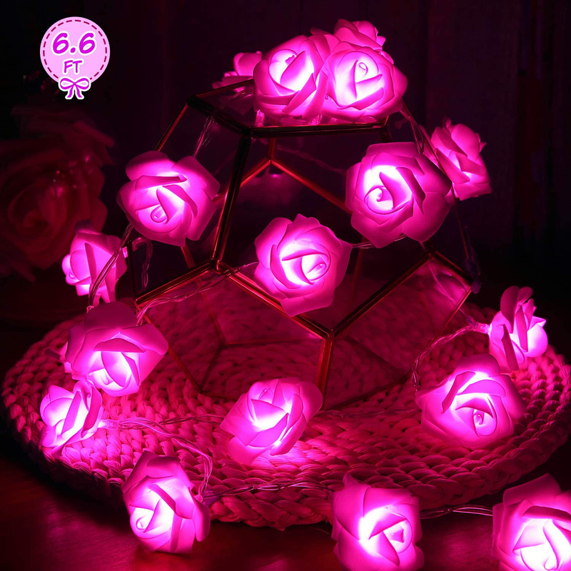 LED Rose Flower String Lights, 6.6 Ft 20 Leds Rose Lamp Fairy String Lights Battery Operated Indoor Outdoor, DIY Lights Decorations for Mother'S Day Valentine'S Wedding Garden Party (Warm Pink) Home & Garden > Decor > Seasonal & Holiday Decorations Mudder   