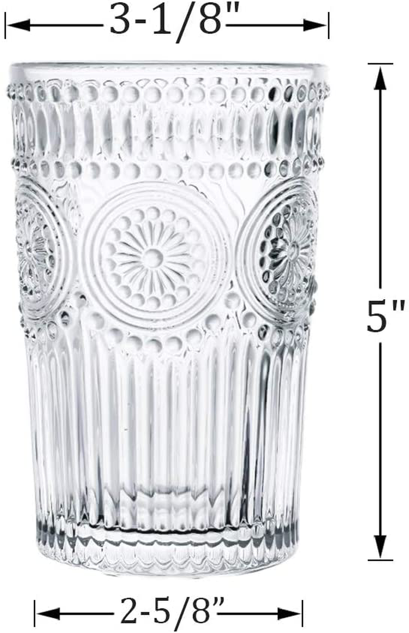 Kingrol 4 Pack 12.5 oz Romantic Water Glasses, Premium Drinking Glasses Tumblers, Vintage Glassware Set for Juice, Beverages, Beer, Cocktail Home & Garden > Kitchen & Dining > Tableware > Drinkware Kingrol   